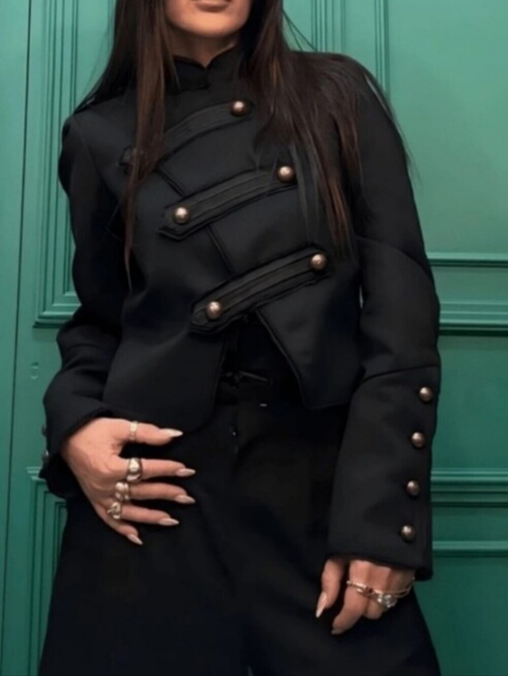 Zara Linen Napoleon Jacket Style Black